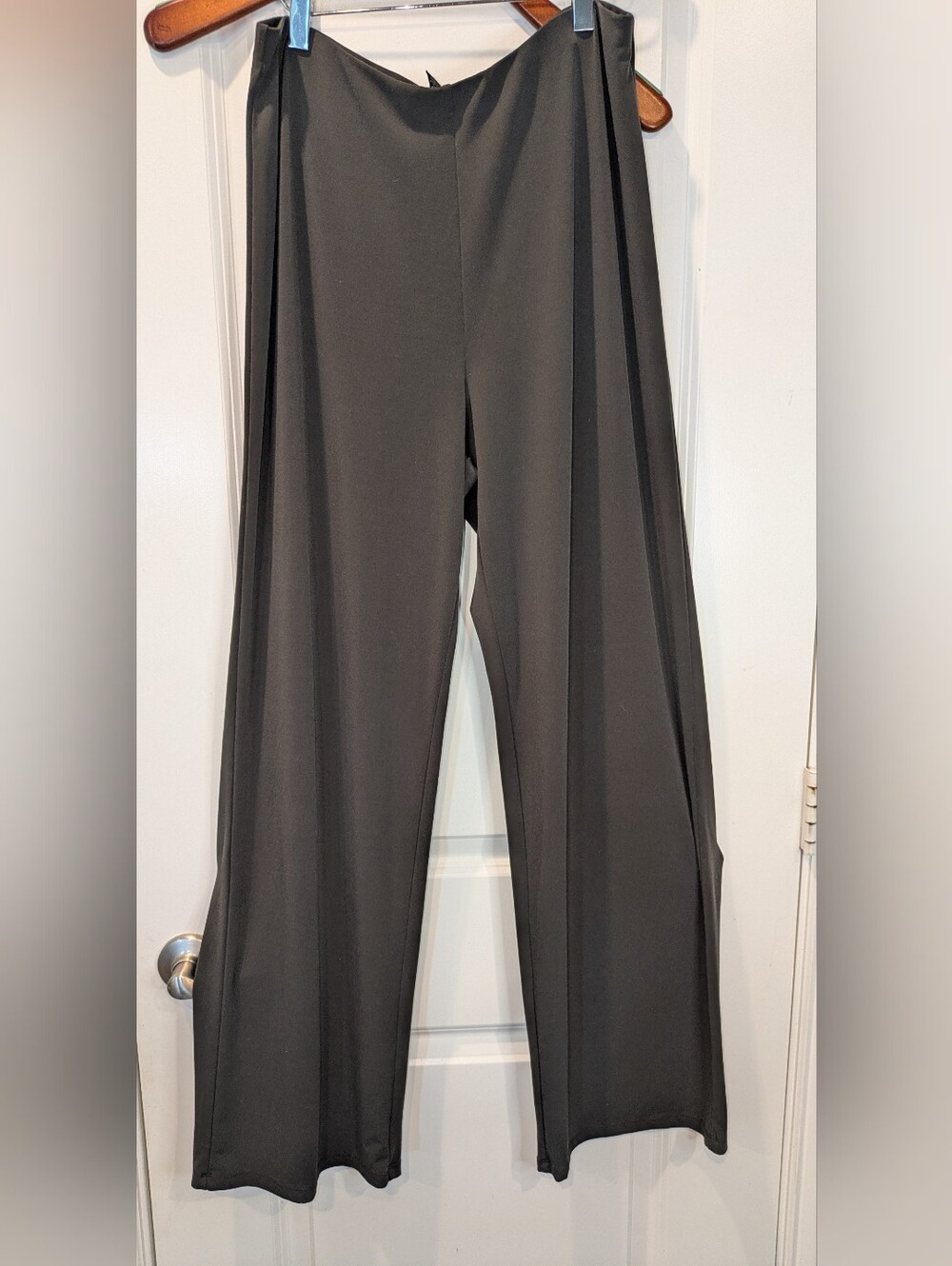 Alfani Womens L Black Wide Leg Pull On Pants Stretch Career Dress